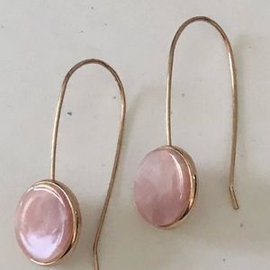 Ice Pink Round Gold-tone Hook Earrings